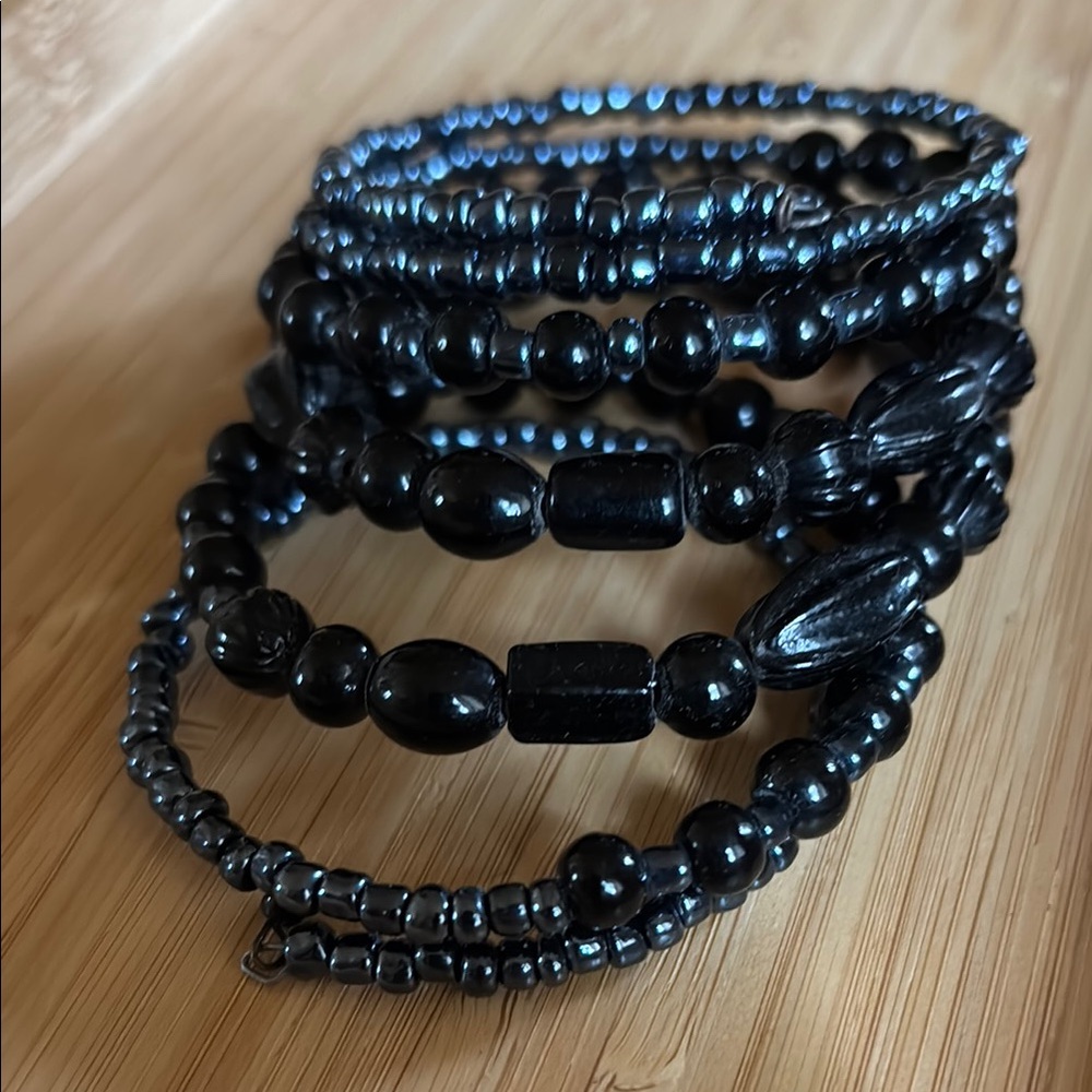Black Beaded Bracelet